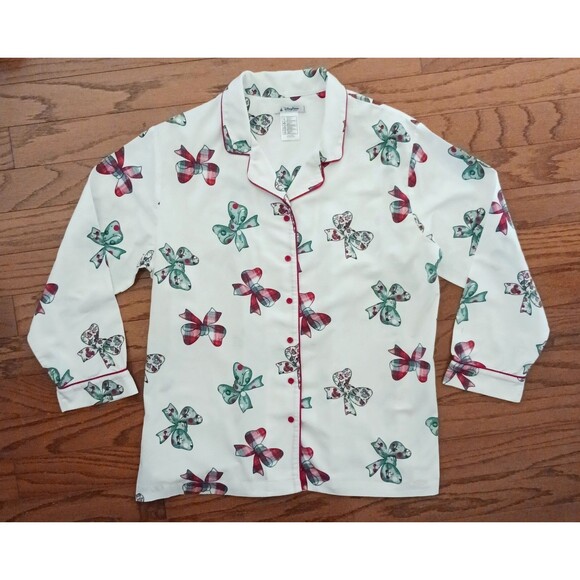 Disney Parks XMAS PJ Set Minnie Bows Cotton Flannel L/S Drawstring XL - Picture 2 of 9